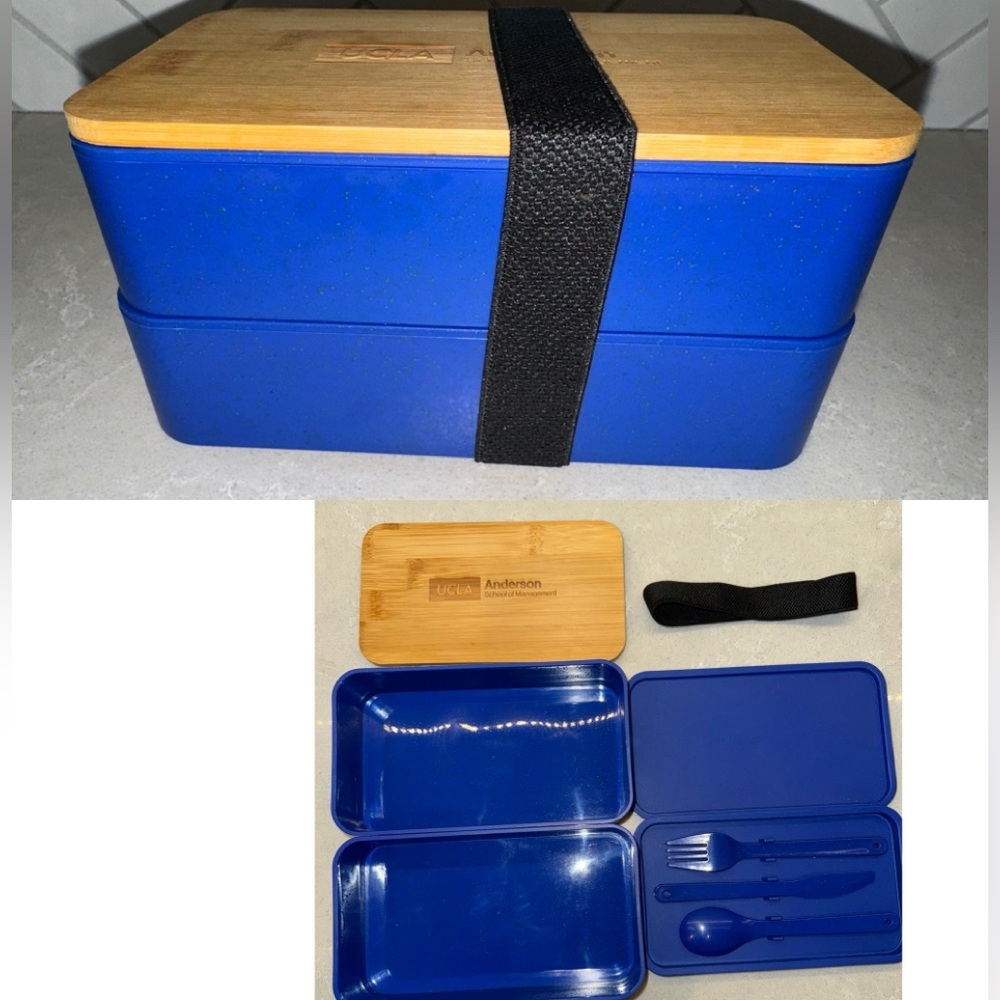 UCLA Andersen Stackable Lunch Bento Box with Utensils: Reduce, Reuse, Recycle